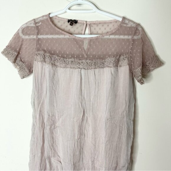 Phase Eight Silk Blouse Top Short sleeve Lace trim Y2k 00s Size XS - Picture 6 of 13